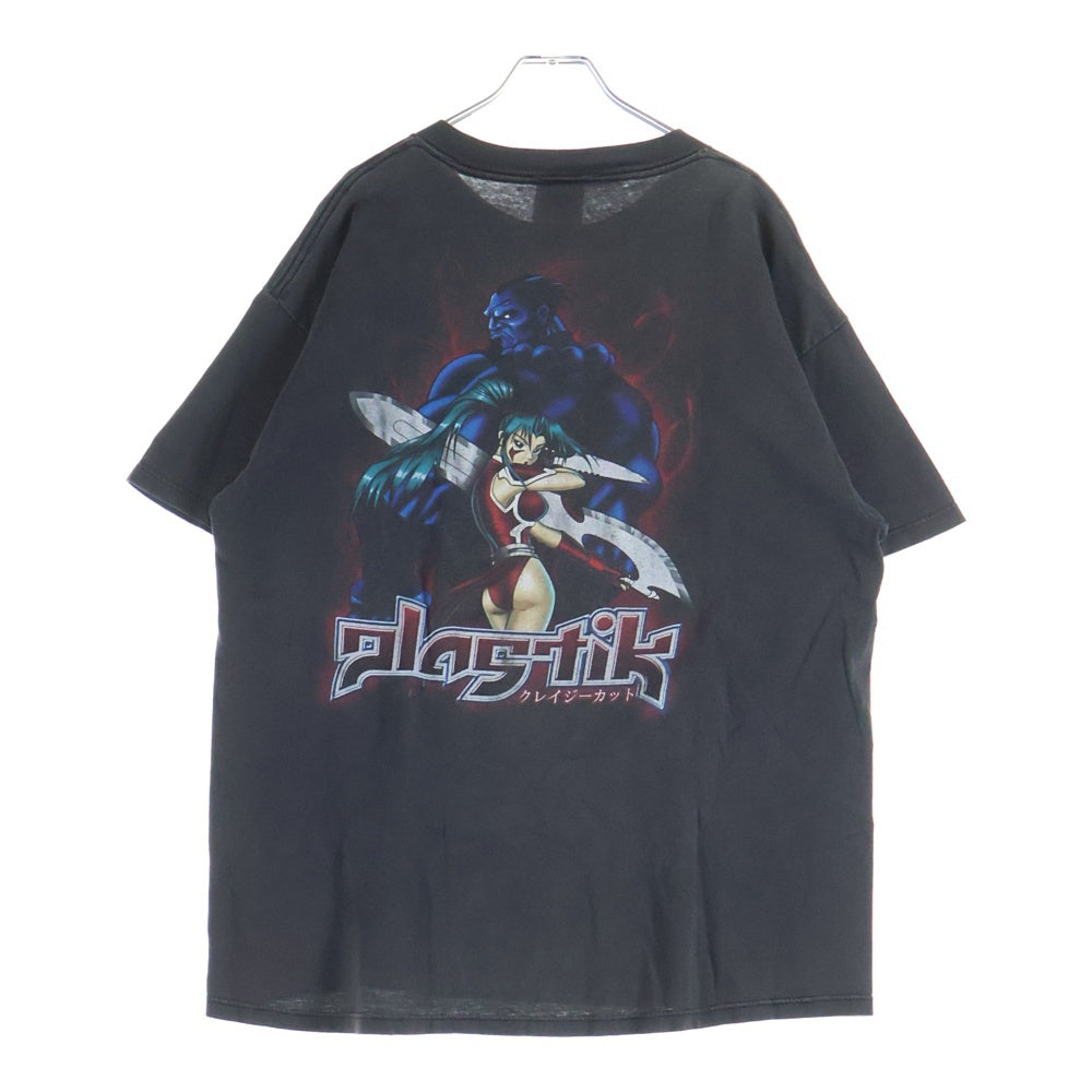 VINTAGE(ヴィンテージ) 90s PLASTIK プラステック クレイジーカット 両面プリント 半袖Tシャツ アニメTシャツ カットソー ブラック