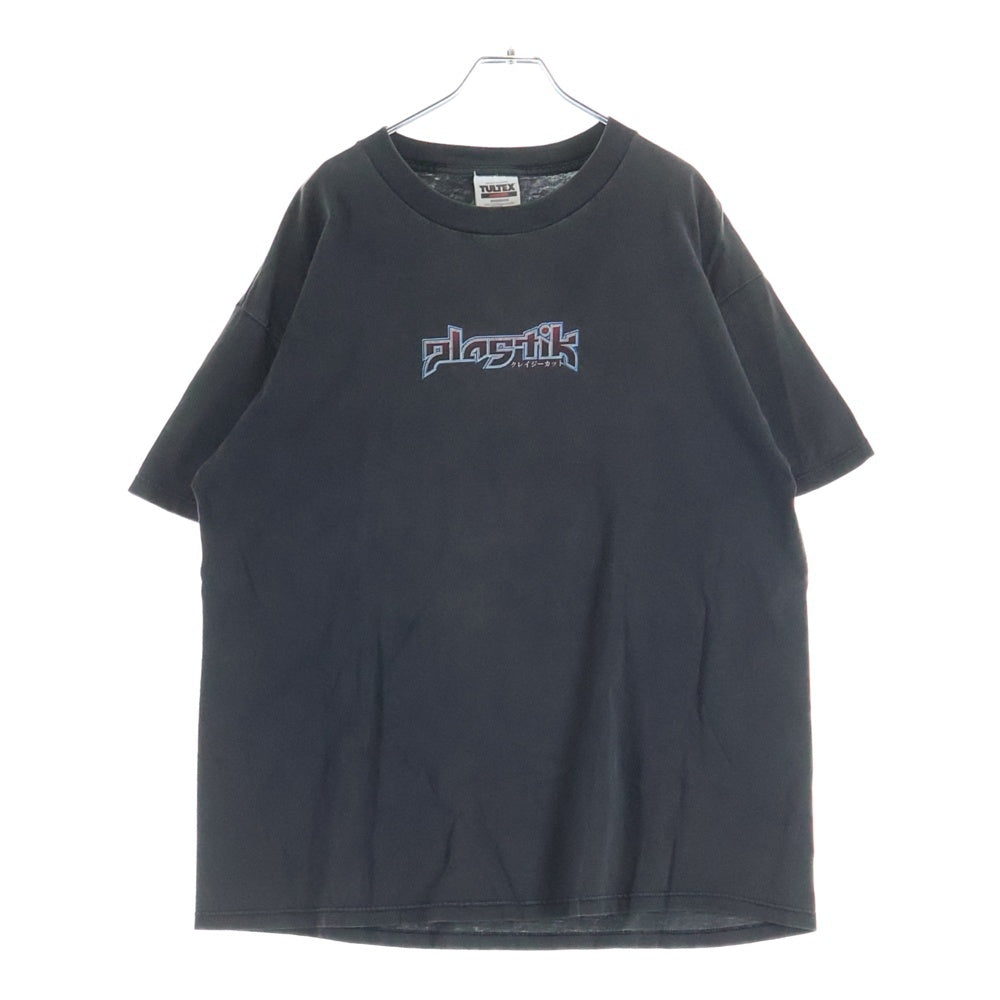 VINTAGE(ヴィンテージ) 90s PLASTIK プラステック クレイジーカット 両面プリント 半袖Tシャツ アニメTシャツ カットソー ブラック