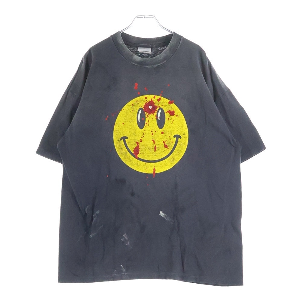 READY MADE(レディメイド) 24SS SS T-SHIRT SMILE/BLACK スマイル プリントTシャツ ブラック RE-CO-BK-00-00-279