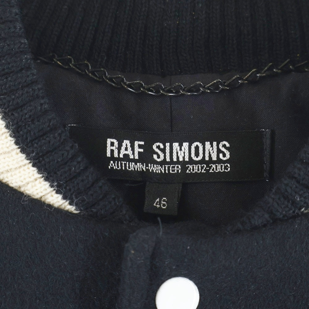 RAF SIMONS(ラフシモンズ) 02AW Virginia Creeper期 Versity Jacket バーシティジャケット スタジャン ブラック×ホワイト