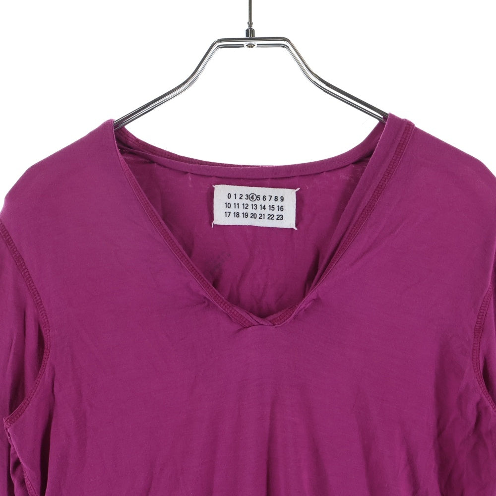 Maison Margiela(メゾンマルジェラ) 06AW ここのえ期 インサイドアウトデザイン Vネックカットソー 長袖Tシャツ ピンク 00959/0062 レディース