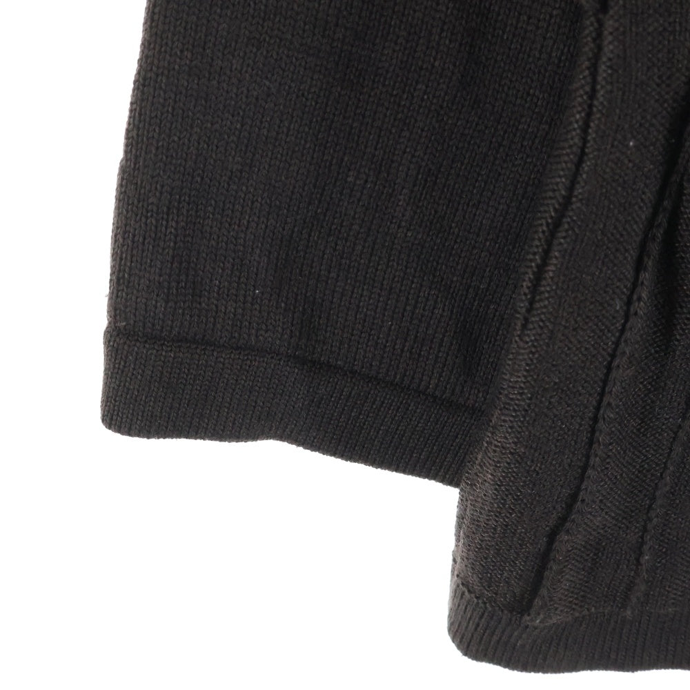 GUCCI(グッチ) リブ編み シルクVネックカーディー ウール シルク カシミア イタリア製 ブラウン