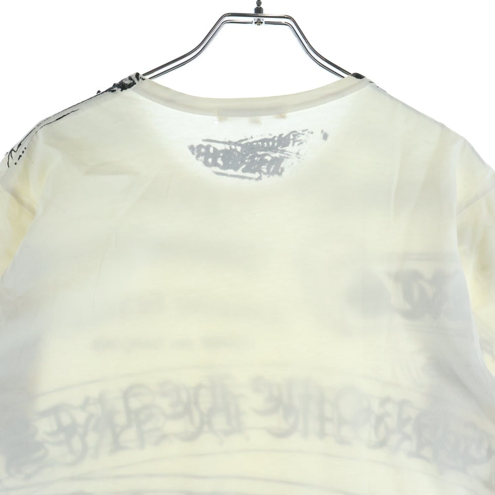 CHROME HEARTS(クロムハーツ) ×COMME des GARCONS コムデギャルソン スクロールラベル ロゴ総柄クルーネック半袖Tシャツ カットソー ホワイト OT-T022