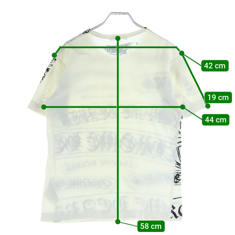 CHROME HEARTS(クロムハーツ) ×COMME des GARCONS コムデギャルソン スクロールラベル ロゴ総柄クルーネック半袖Tシャツ カットソー ホワイト OT-T022