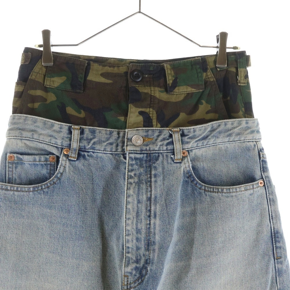 BALENCIAGA(バレンシアガ) 21AW Layered レイヤードワイドデニムパンツ 迷彩 インディゴ 661609