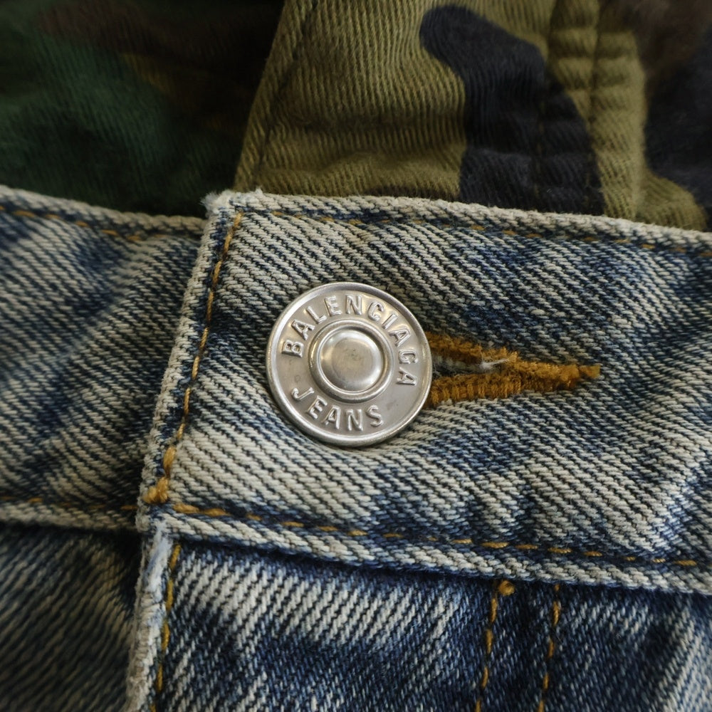 BALENCIAGA(バレンシアガ) 21AW Layered レイヤードワイドデニムパンツ 迷彩 インディゴ 661609