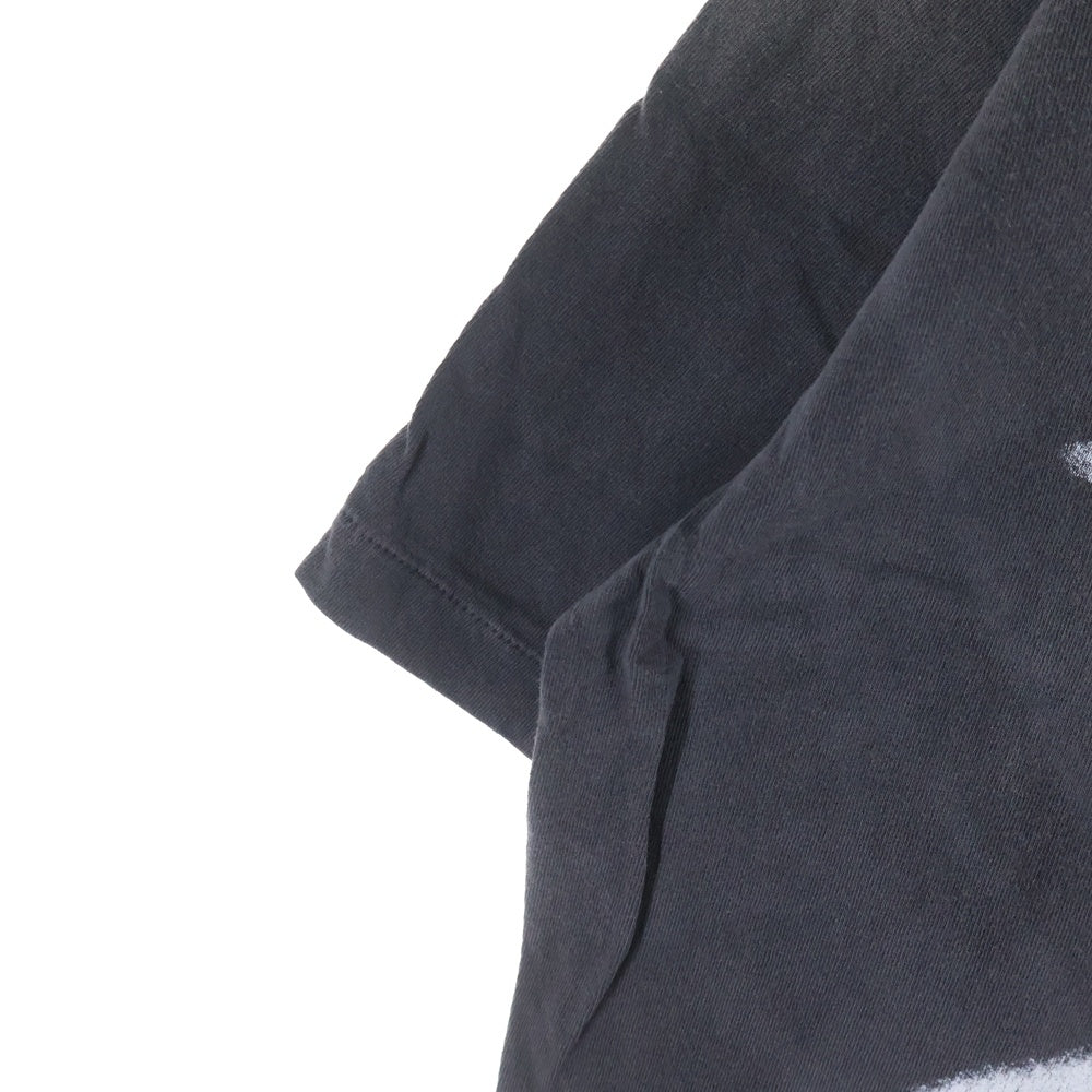 SAINT MICHAEL(セントマイケル) 25SS SS TEE DAMAGED SM-HR8-0000-017 両面プリント ダメージ加工 半袖Tシャツ ダークグレー