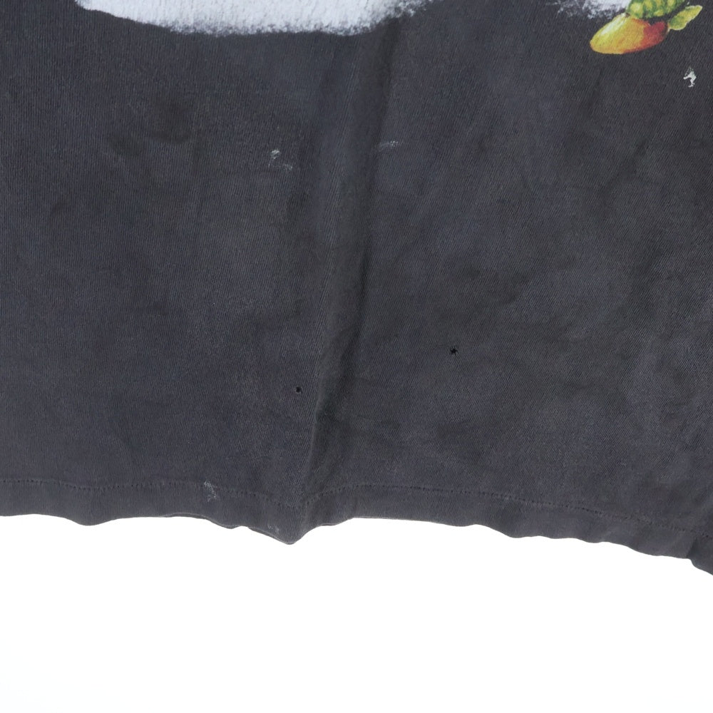 SAINT MICHAEL(セントマイケル) 25SS SS TEE DAMAGED SM-HR8-0000-017 両面プリント ダメージ加工 半袖Tシャツ ダークグレー