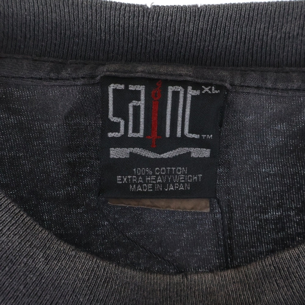 SAINT MICHAEL(セントマイケル) 25SS SS TEE DAMAGED SM-HR8-0000-017 両面プリント ダメージ加工 半袖Tシャツ ダークグレー