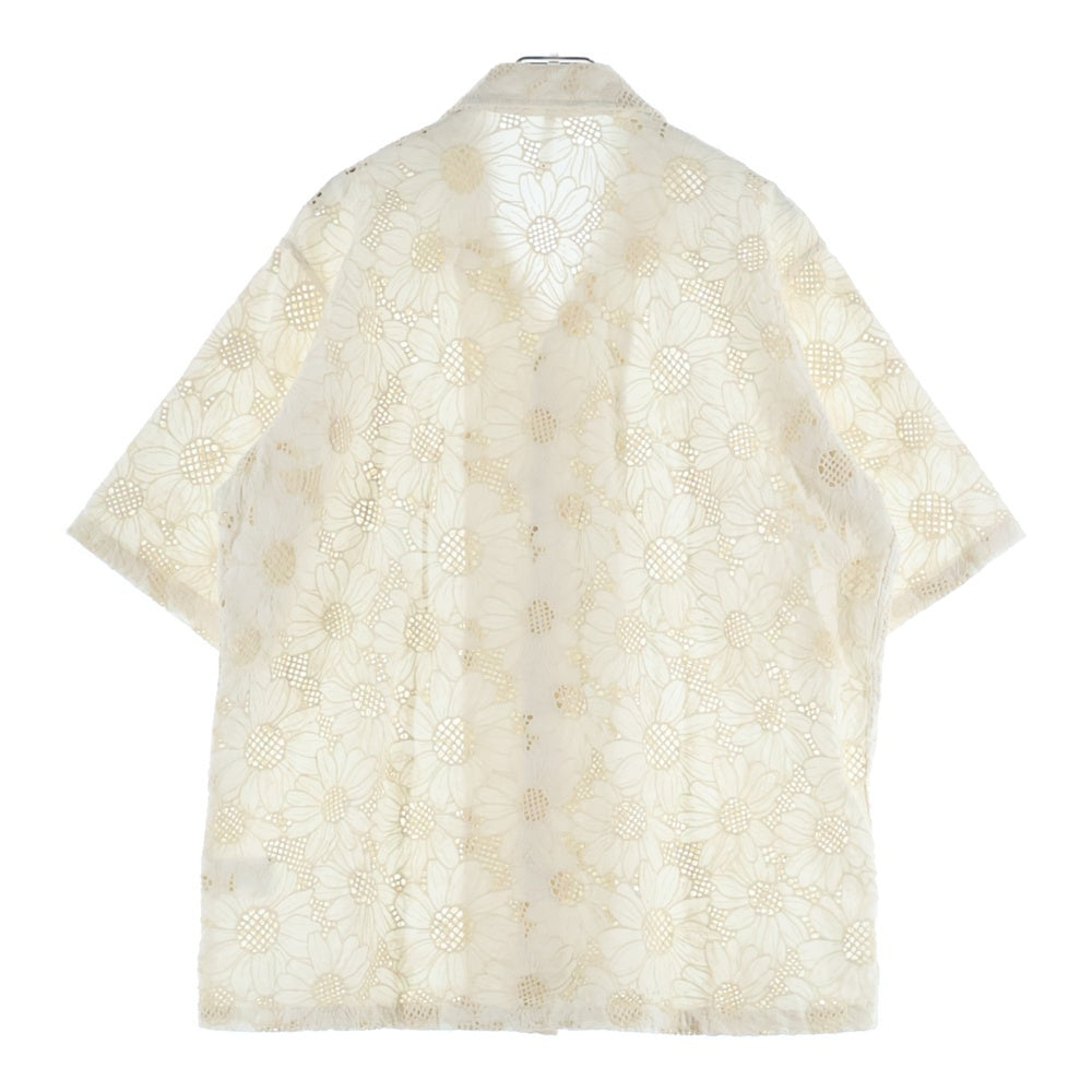 SUNFLOWER(サンフラワー) 23SS CAYO SHIRT MADE IN PORTUGAL ポルトガル製 花柄刺繍 半袖シャツ ホワイト