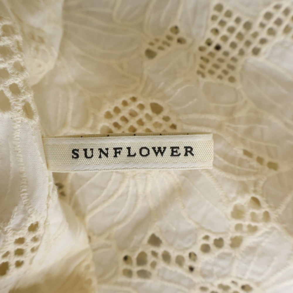 SUNFLOWER(サンフラワー) 23SS CAYO SHIRT MADE IN PORTUGAL ポルトガル製 花柄刺繍 半袖シャツ ホワイト