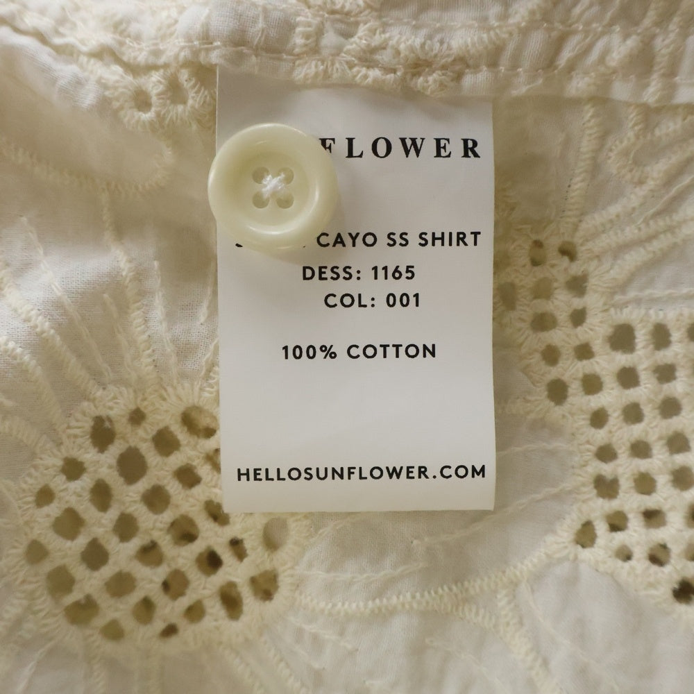 SUNFLOWER(サンフラワー) 23SS CAYO SHIRT MADE IN PORTUGAL ポルトガル製 花柄刺繍 半袖シャツ ホワイト
