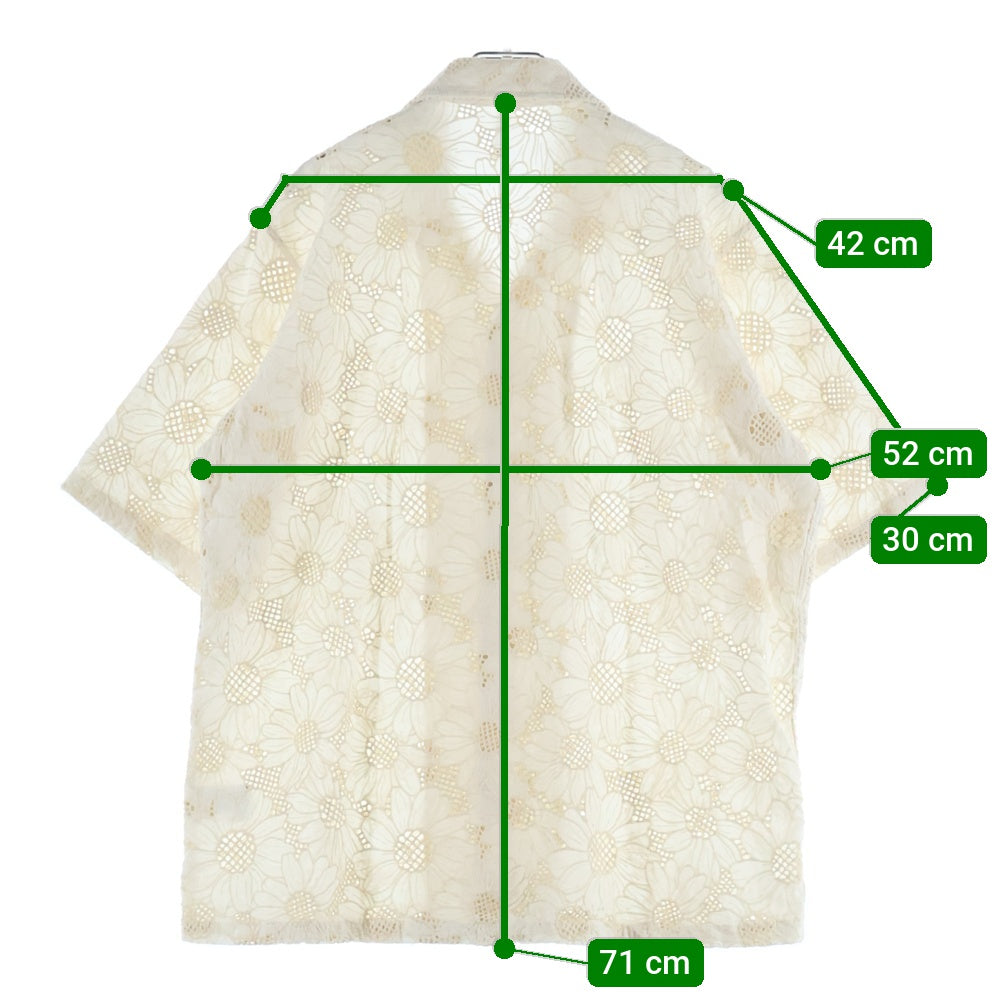 SUNFLOWER(サンフラワー) 23SS CAYO SHIRT MADE IN PORTUGAL ポルトガル製 花柄刺繍 半袖シャツ ホワイト