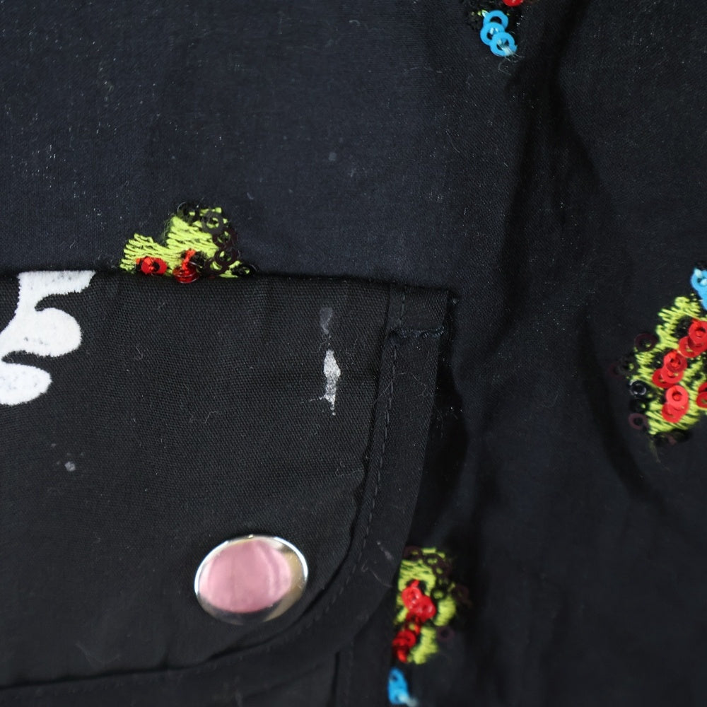 NO BRAND(ノーブランド) chopova lowena チョポヴァ ロウェナ AW2023 Fanlight Trousers スパンコール フローラル総柄パンツ ブラック レディース