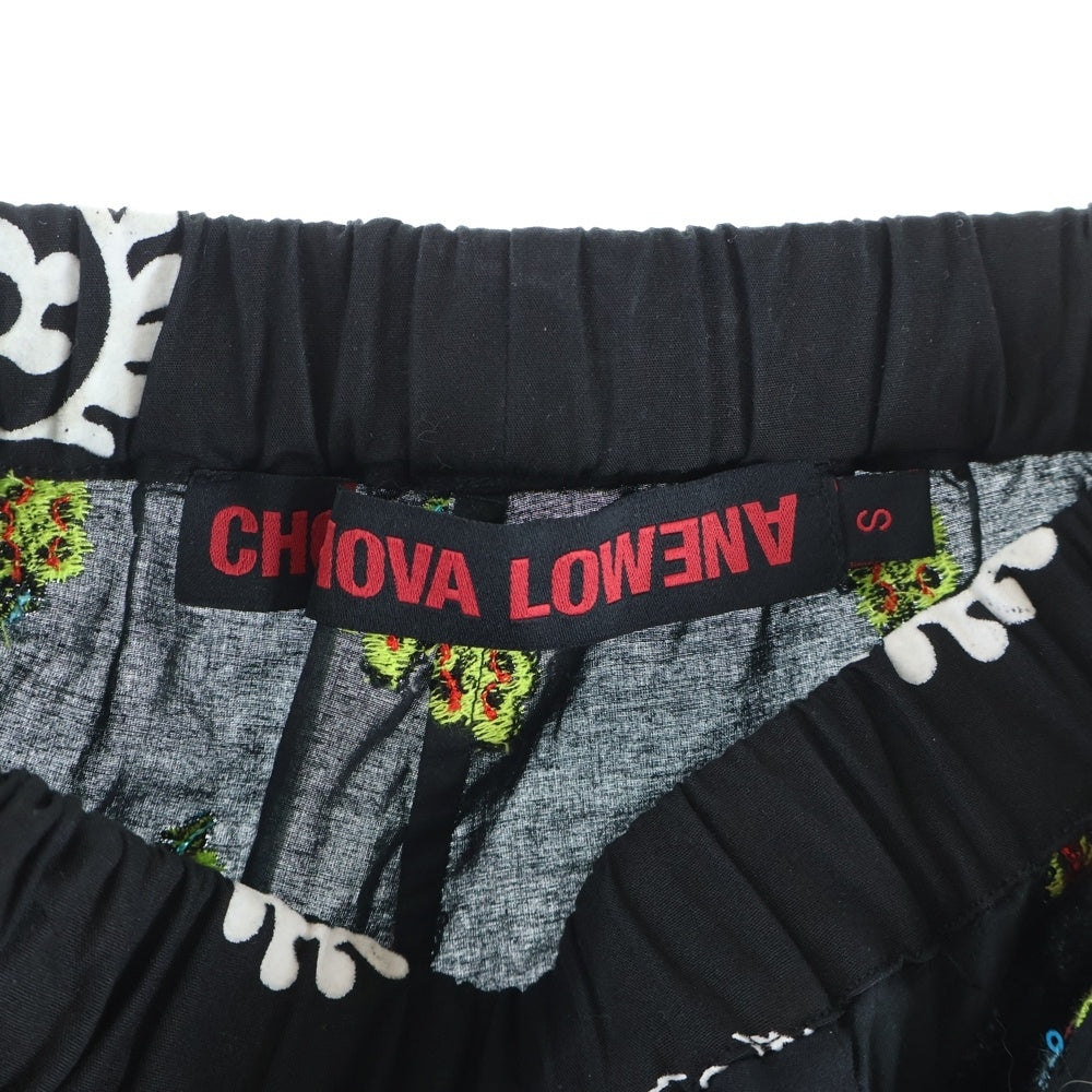NO BRAND(ノーブランド) chopova lowena チョポヴァ ロウェナ AW2023 Fanlight Trousers スパンコール フローラル総柄パンツ ブラック レディース