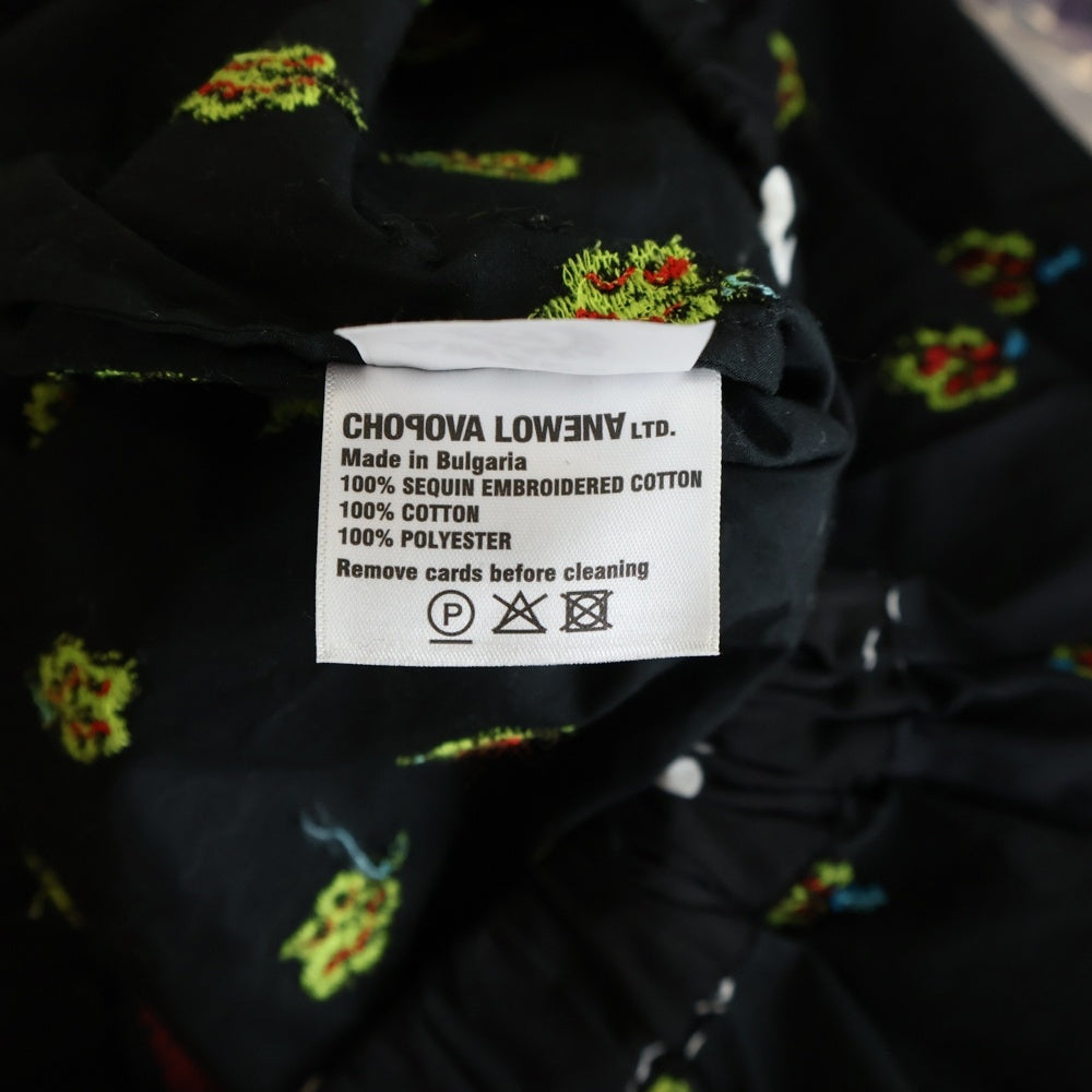 NO BRAND(ノーブランド) chopova lowena チョポヴァ ロウェナ AW2023 Fanlight Trousers スパンコール フローラル総柄パンツ ブラック レディース