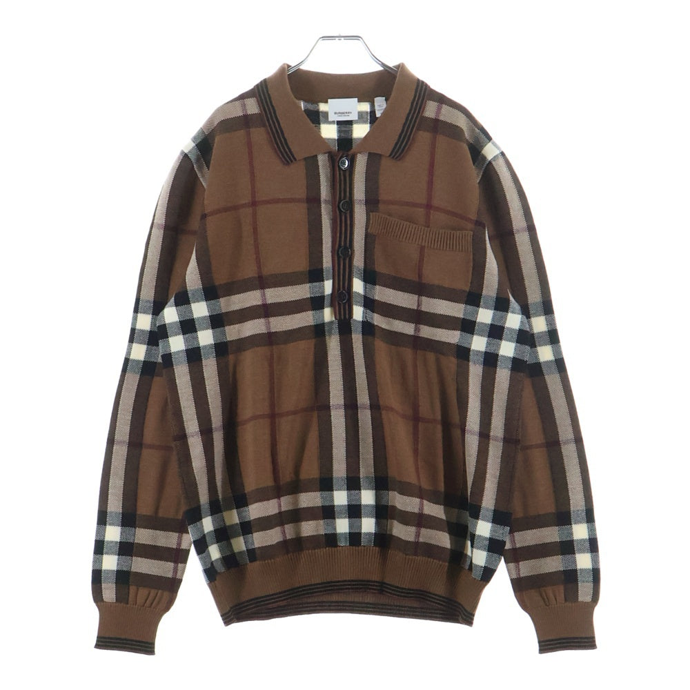 BURBERRY LONDON(バーバリーロンドン) MADE IN ITARY イタリア製 ポロシャツ ウール バーバリーチェック ブラウン 4563944