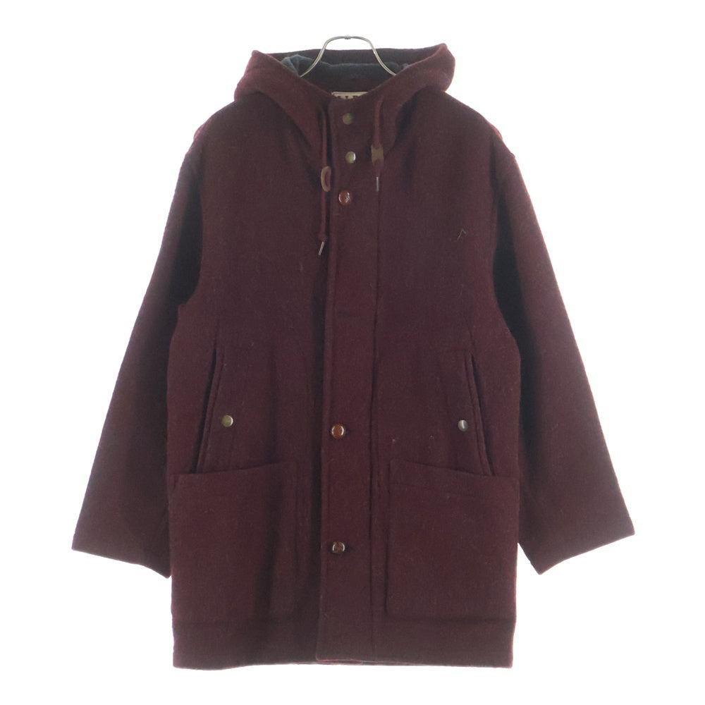 L.L.Bean(エルエルビーン) 90s ウール フーデッドコート ジップアップ ハーフコート USA製 バーガンディ