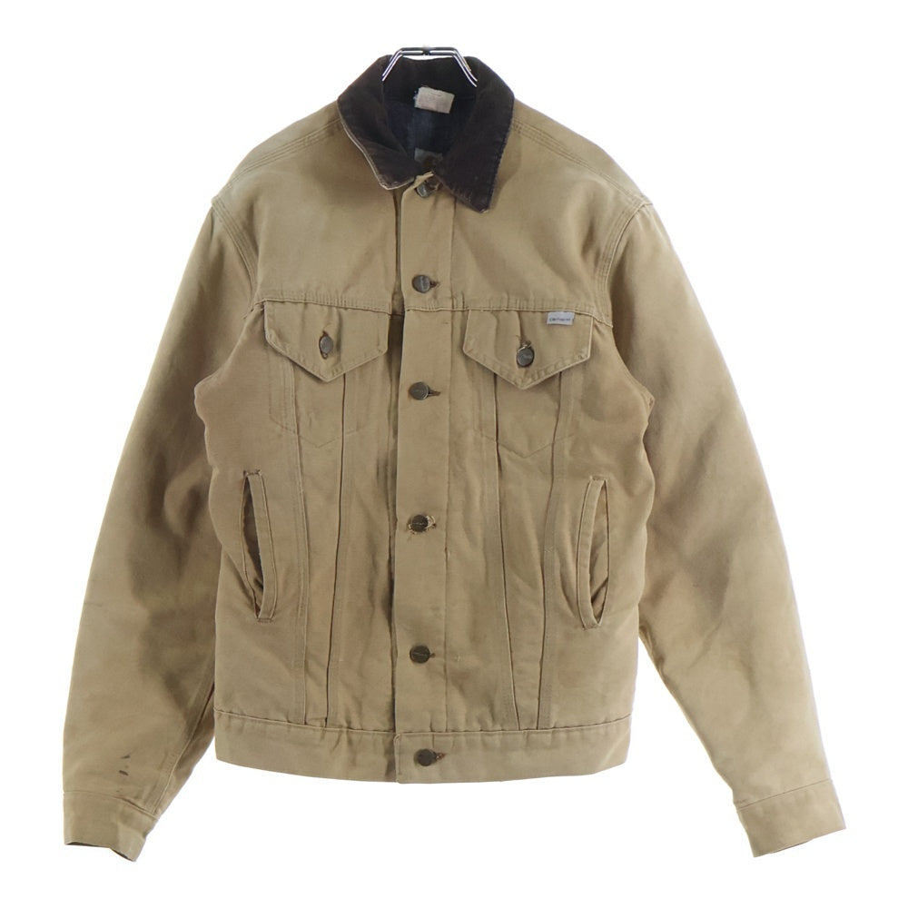 CARHARTT(カーハート) 80S 星タグ ダック トラッカージャケット 襟コーデュロイ 裏地ブランケット USA製 ブラウン 68WJPT