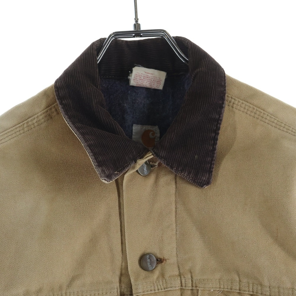 CARHARTT(カーハート) 80S 星タグ ダック トラッカージャケット 襟コーデュロイ 裏地ブランケット USA製 ブラウン 68WJPT