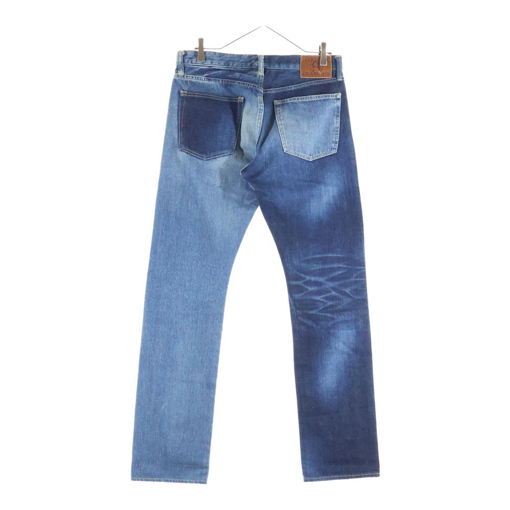 HYSTERIC GLAMOUR(ヒステリックグラマー) STRAIGHT DENIM PANTS HRLR加工 ボタンフライ ストレート ストレッチデニム パンツ ジーンズ インディゴ