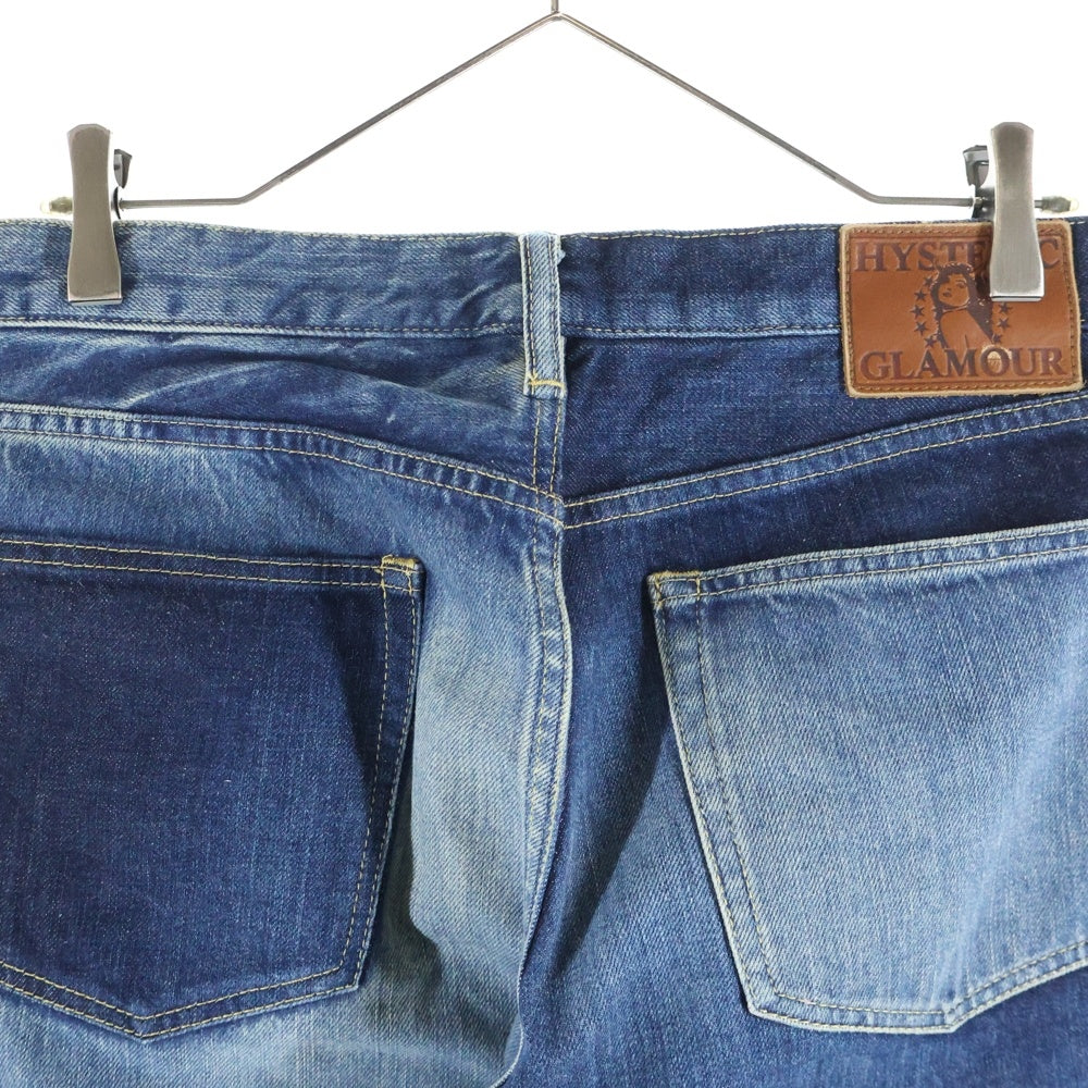 HYSTERIC GLAMOUR(ヒステリックグラマー) STRAIGHT DENIM PANTS HRLR加工 ボタンフライ ストレート ストレッチデニム パンツ ジーンズ インディゴ