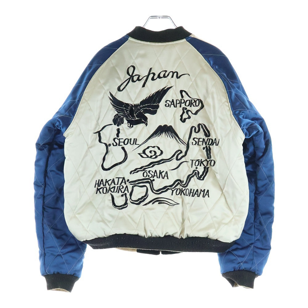 TAILOR TOYO(テーラー東洋) 90s 日本限定 スーベニアジャケット スカジャン 別珍 日本地図 龍虎 ブラック×ブルー