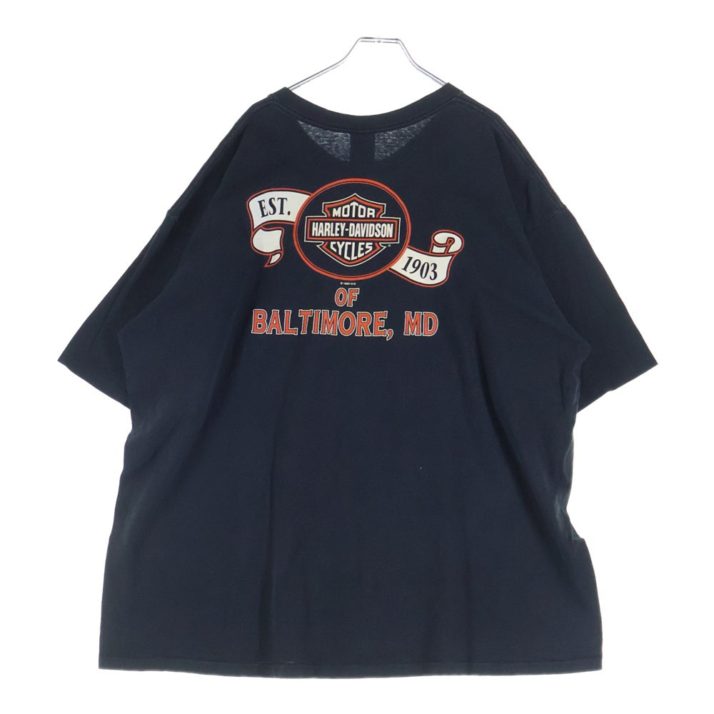HARLEY DAVIDSON(ハーレーダビッドソン) 90s VINTAGE 1995 EMBLEM S/S TEE 両面プリント 半袖Tシャツ カットソー ブラック