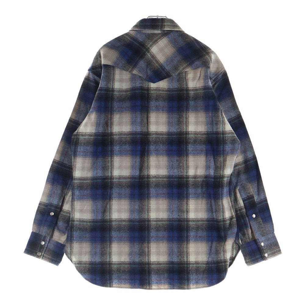 PENDLETON(ペンドルトン) 70s VINTAGE ウール ウエスタンシャツ チェック 長袖シャツ スナップボタン USA製 グレー×ブルー