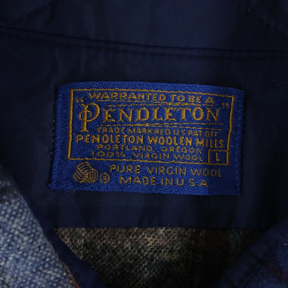 PENDLETON(ペンドルトン) 70s VINTAGE ウール ウエスタンシャツ チェック 長袖シャツ スナップボタン USA製 グレー×ブルー