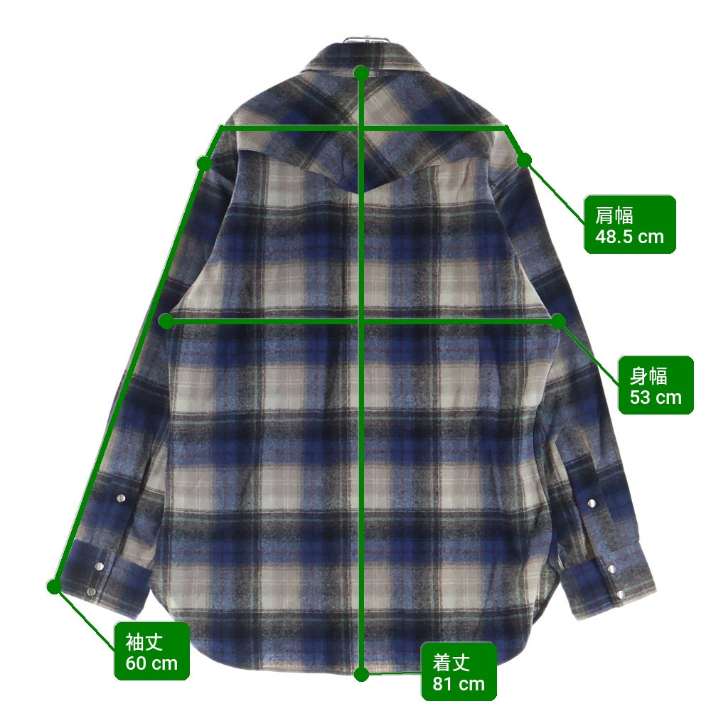 PENDLETON(ペンドルトン) 70s VINTAGE ウール ウエスタンシャツ チェック 長袖シャツ スナップボタン USA製 グレー×ブルー