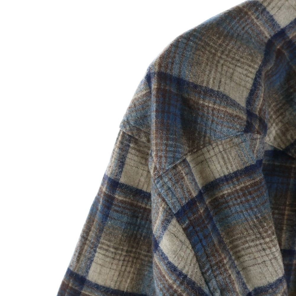 PENDLETON(ペンドルトン) 70s VINTAGE ウール ウエスタンシャツ チェック 長袖シャツ スナップボタン USA製 ブラウン×ブルー
