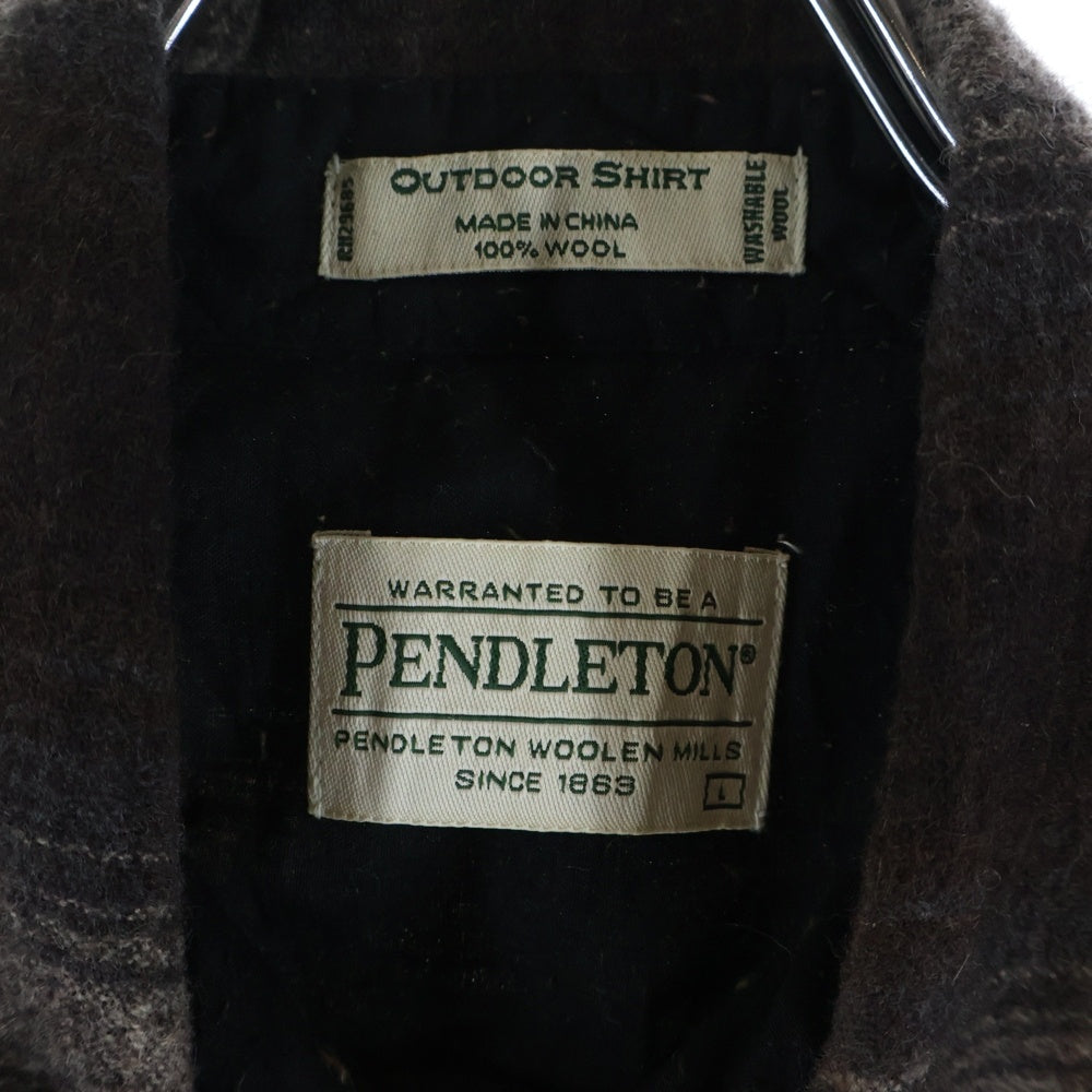 PENDLETON(ペンドルトン) VINTAGE ウール 長袖シャツ チェック ボタンダウン ブラウン×ホワイト