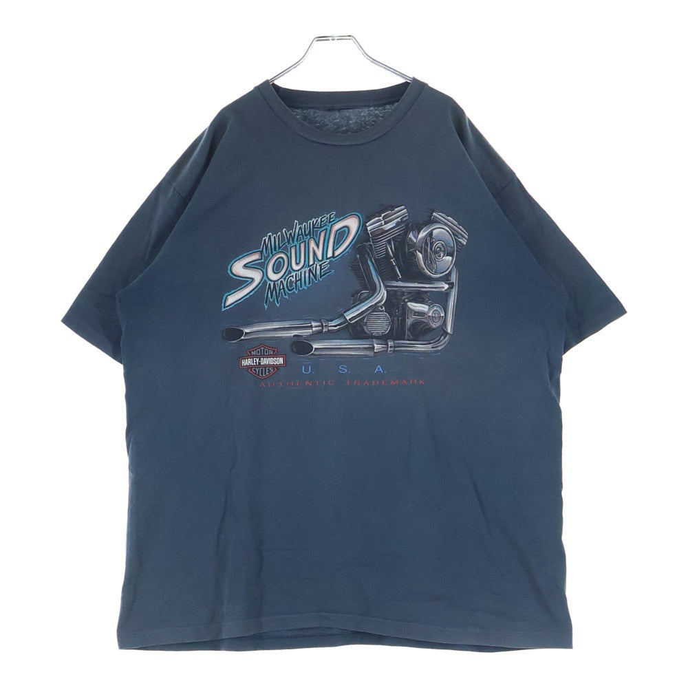 HARLEY DAVIDSON(ハーレーダビッドソン) 90s VINTAGE 1996 WILWAUKEE SOUND MACHINE 両面プリント 半袖Tシャツ カットソー ブルー