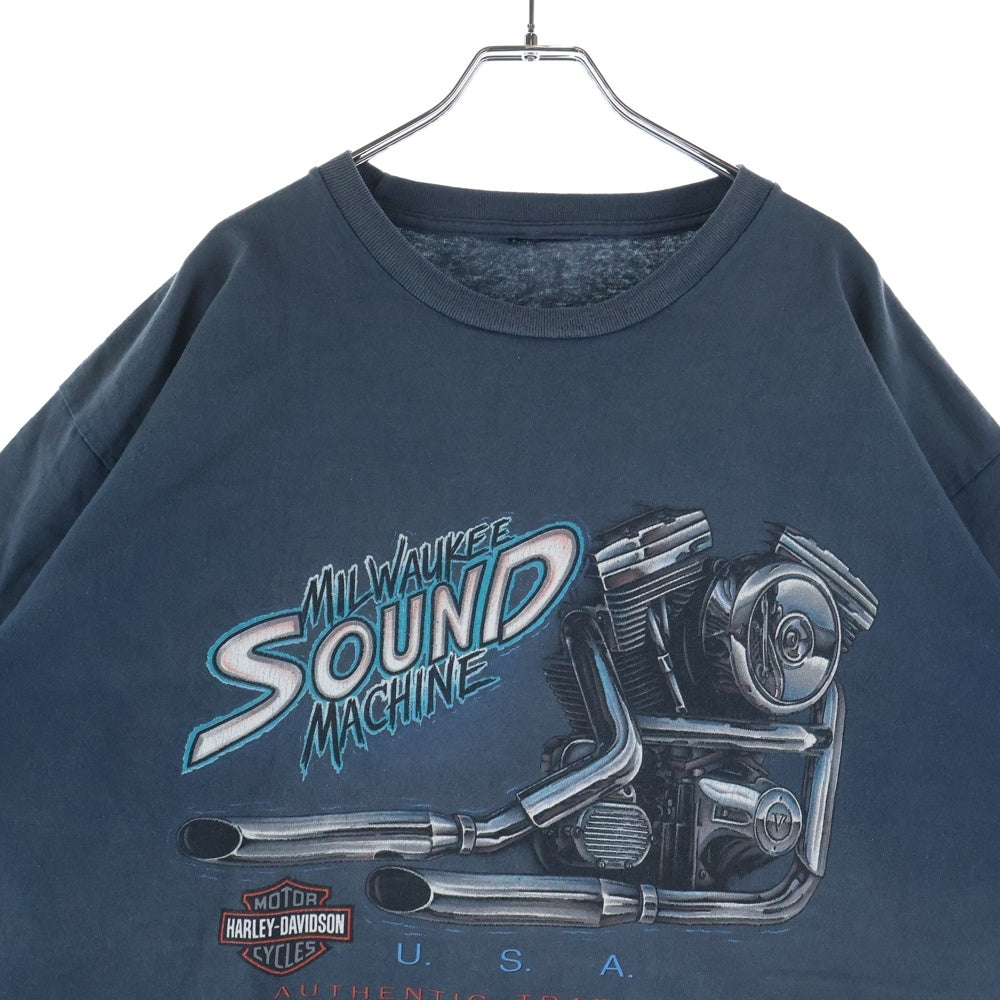 HARLEY DAVIDSON(ハーレーダビッドソン) 90s VINTAGE 1996 WILWAUKEE SOUND MACHINE 両面プリント 半袖Tシャツ カットソー ブルー