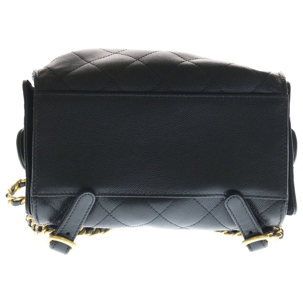 CHANEL(シャネル) シャネル25 ミディアム バックパック レザー チェーン リュック ブラック×ゴールド GJ29HE50