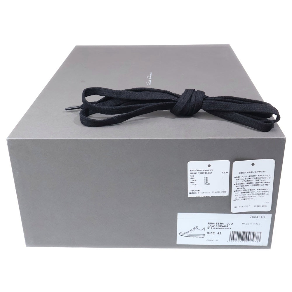 Rick Owens(リックオウエンス) 26SS Leather Low Sneaks ラモーンズ レザー ローカットスニーカー ブラック RU01E5891LCO