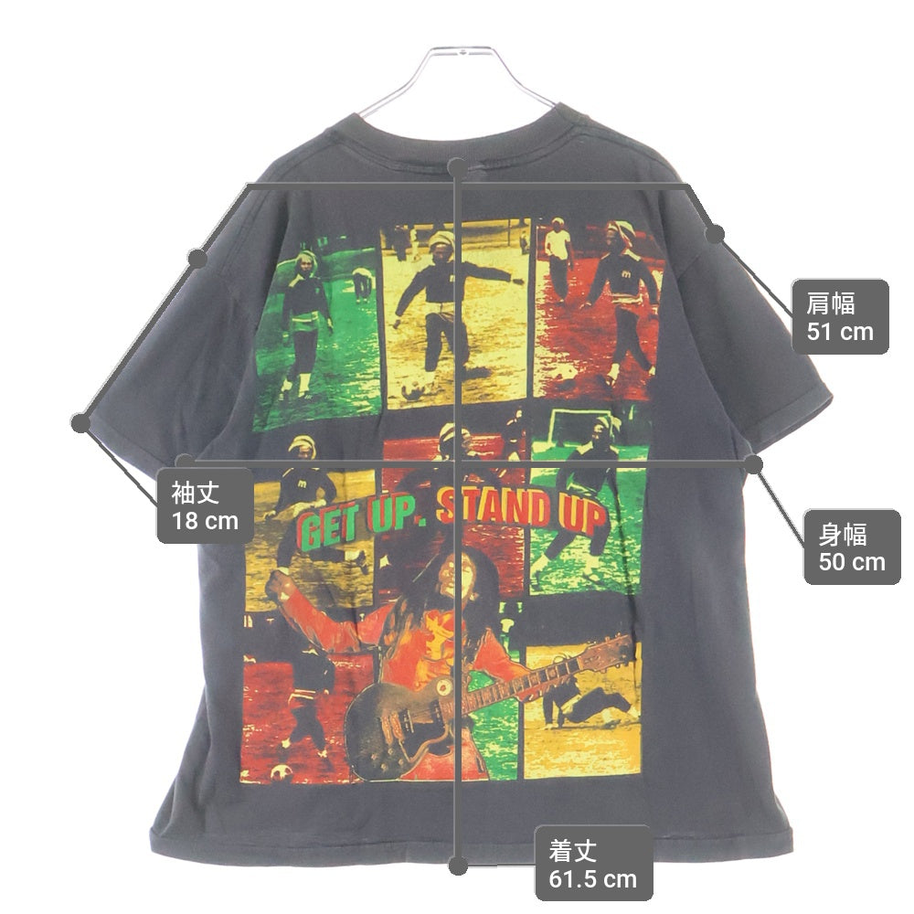 VINTAGE(ヴィンテージ) 90s BOB MARLEY Get Up Stand Up Tee ボブマーリー 50周年 ラップTシャツ 両面プリント 半袖Tシャツ カットソー ブラック
