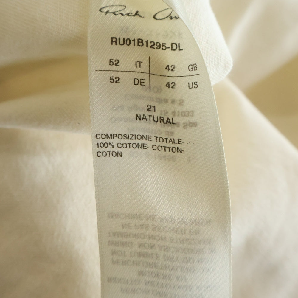 Rick Owens(リックオウエンス) 22SS FOGACHINE FIELD SHIRT フィールドシャツ シャツジャケット ホワイト RU01B1295-DL