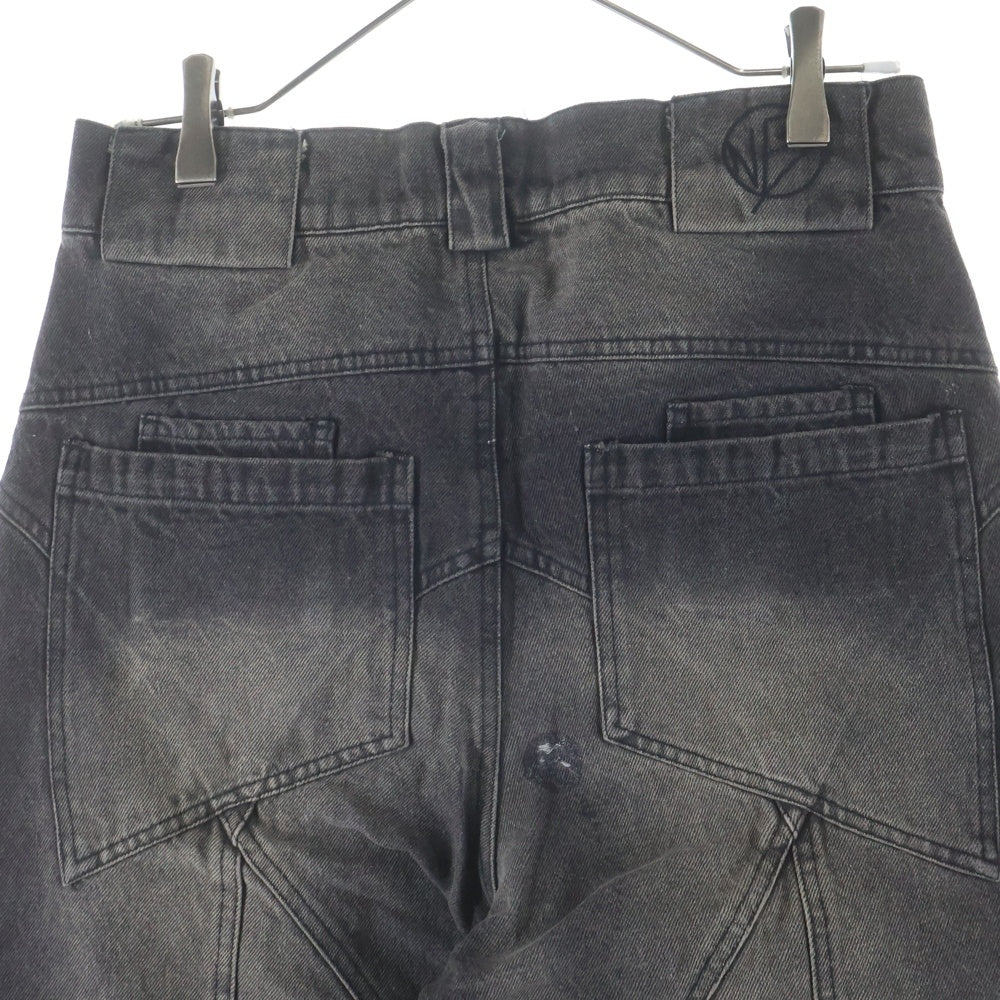 NO/FAITH STUDIOS(ノーフェイスストゥディオス) SUN FADED DUNE BAG Y DNIM フェード加工 バギー デニム ブラック