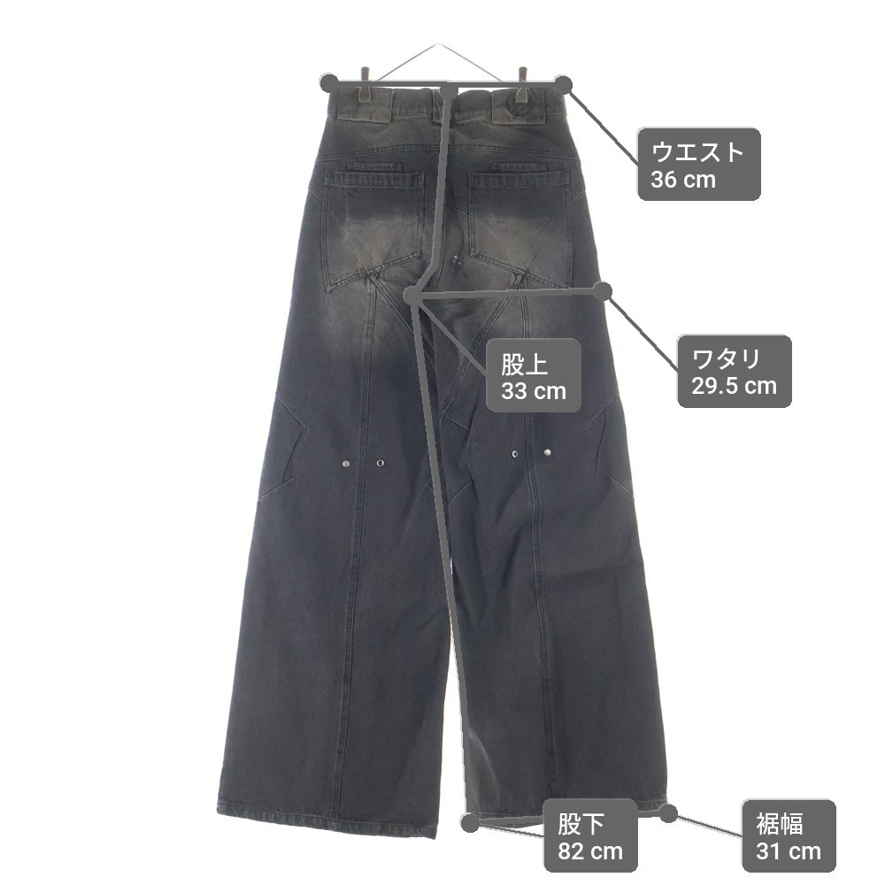 NO/FAITH STUDIOS(ノーフェイスストゥディオス) SUN FADED DUNE BAG Y DNIM フェード加工 バギー デニム ブラック