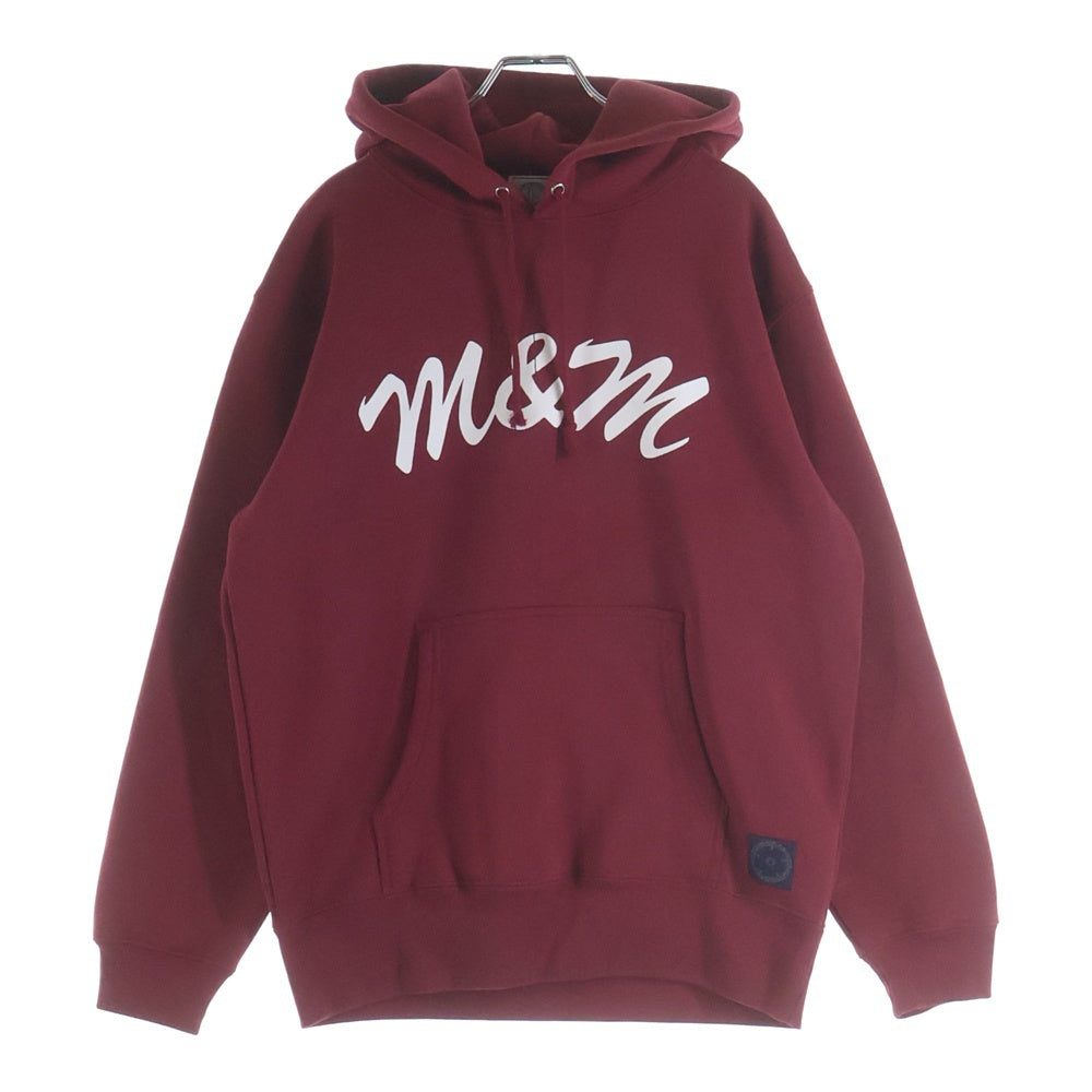 m&m(エムアンドエム) LOGO HOODIE ロゴプリント プルオーバーパーカー フーディー バーガンディ
