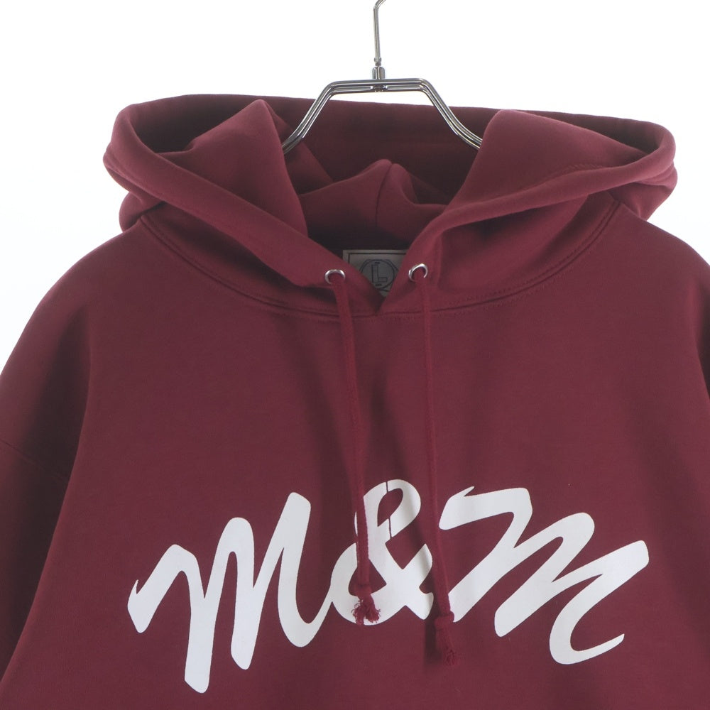 m&m(エムアンドエム) LOGO HOODIE ロゴプリント プルオーバーパーカー フーディー バーガンディ