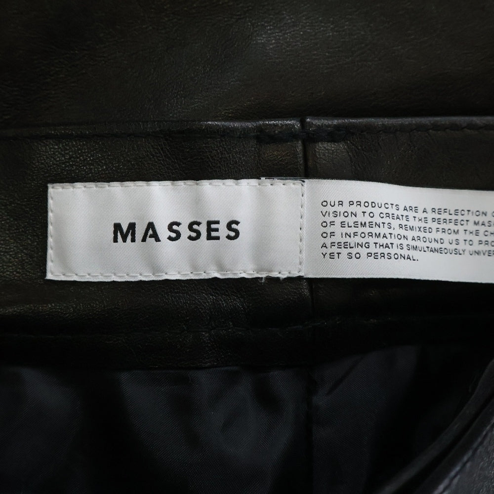 MASSES(マシス) HORSE LEATHER PANTS. VINTAGE W 馬 レザー ヴィンテージ加工ストレート パンツ ブラック