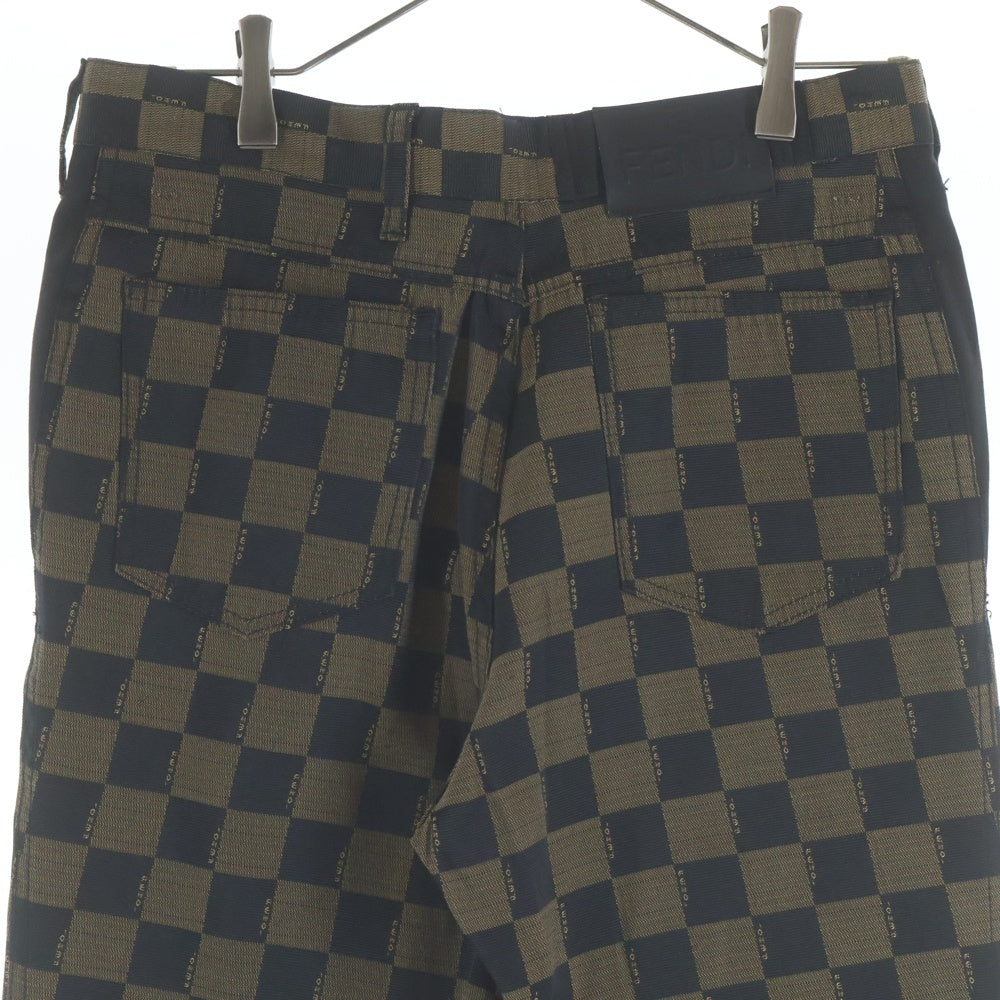 FENDI(フェンディ) 90-00s FENDI JEANS 総柄 ロングパンツ イタリア製 イエロー×ブラック 01.550130 レディース