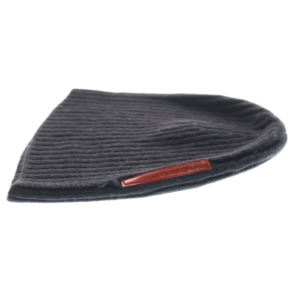 PRADA SPORT(プラダ スポーツ) リブ編み ニット帽 ビーニー ブラック