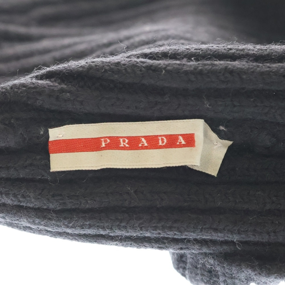 PRADA SPORT(プラダ スポーツ) リブ編み ニット帽 ビーニー ブラック