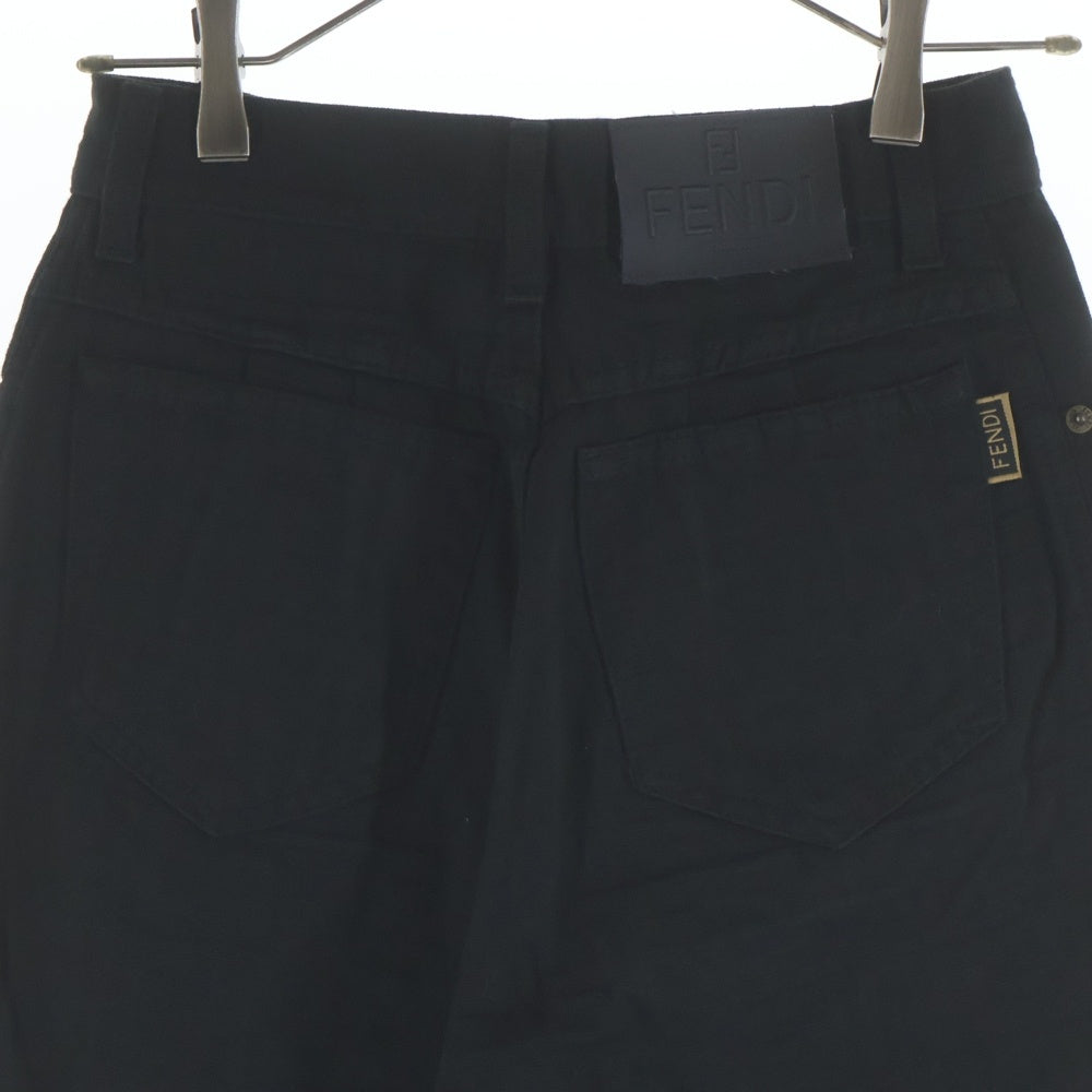 FENDI(フェンディ) 90-00s FENDI JEANS ロゴ コットンロングパンツ ズッカ柄 イタリア製 ブラック 01.550010 レディース
