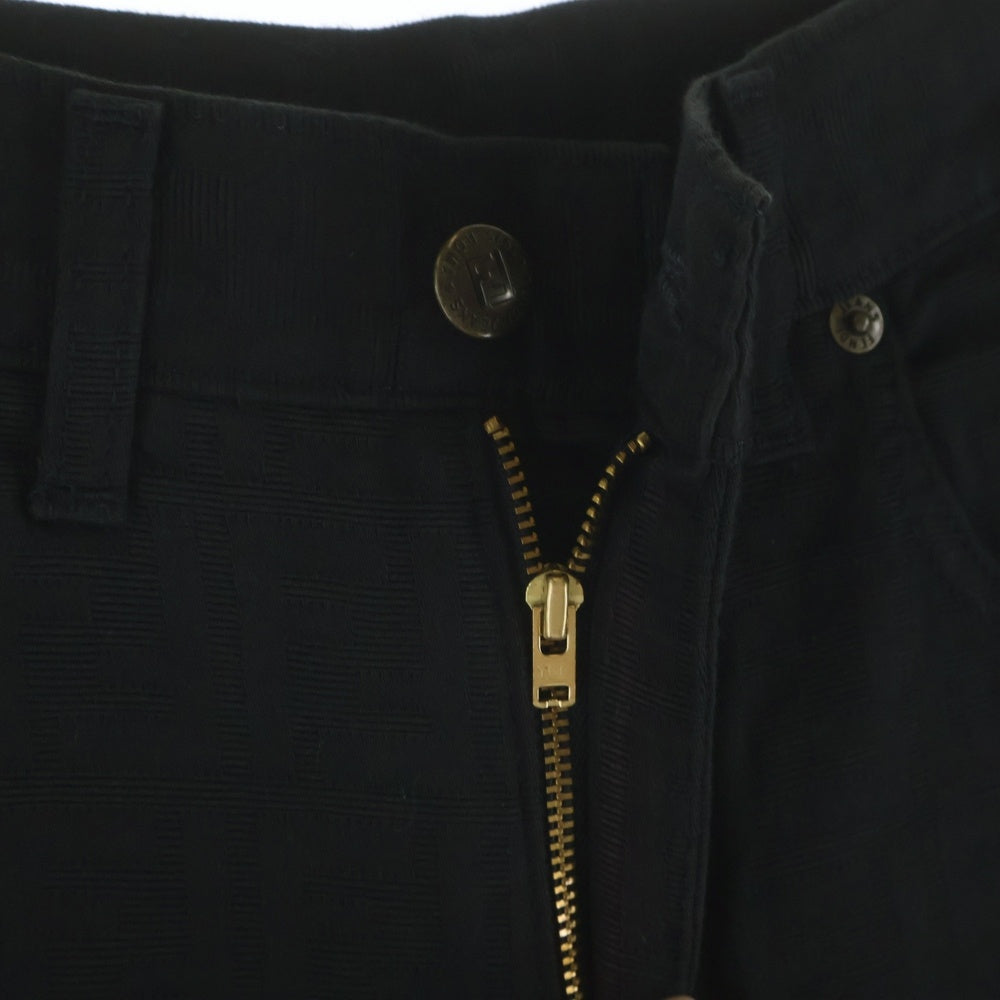 FENDI(フェンディ) 90-00s FENDI JEANS ロゴ コットンロングパンツ ズッカ柄 イタリア製 ブラック 01.550010 レディース