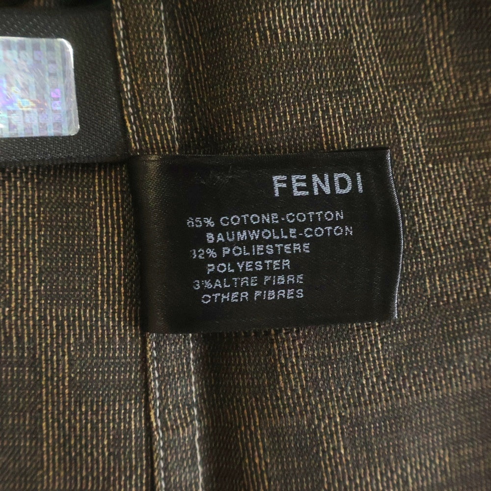 FENDI(フェンディ) ズッカ柄 半袖シャツ ボタンダウン 総柄 イタリア製 コットン ポリエステル ブラウン